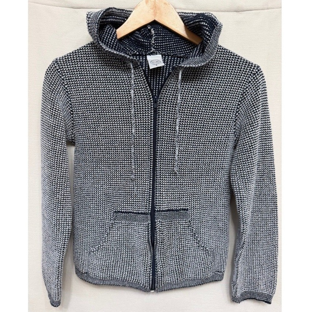 Gregory Grigoropoulos Made in Greece Cotton Knit Zip Hoodie Navy Small